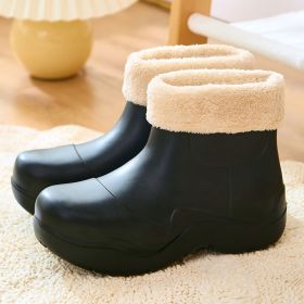 Lucyever Keep Warm Waterproof Ankle Boots Women Big Round Toe Platform Rain Shoes Woman 2022 Lightweight Non Slip Botas Female (Color: Black, size: 36-37)