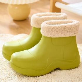 Lucyever Keep Warm Waterproof Ankle Boots Women Big Round Toe Platform Rain Shoes Woman 2022 Lightweight Non Slip Botas Female (Color: Green, size: 38-39)