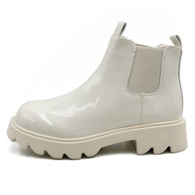 Lucyever Autumn Winter Waterproof Chelsea Boots Women 2022 Slip on Platform Ankle Boots Woman Thick Bottom Gothic Shoes Female (Color: Beige, size: 35)