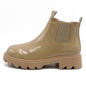 Lucyever Autumn Winter Waterproof Chelsea Boots Women 2022 Slip on Platform Ankle Boots Woman Thick Bottom Gothic Shoes Female (Color: khaki, size: 36)