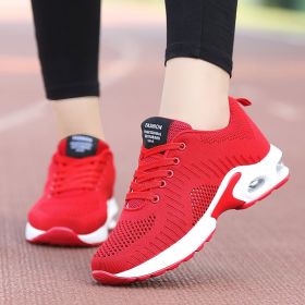 Summer new ghost step dance shoes square dance shoes mesh surface Korean version of sports women's shoes running trawl shoes students shoes (Color: Red, size: 36)
