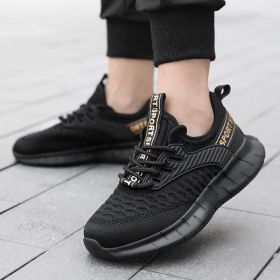 Children Sports Shoes Boys Running Sneakers Summer Kids Lightweight Shoes Boy Children's Shoes for Boys Breathable Shoes Spring (Color: Black gold, size: 32)