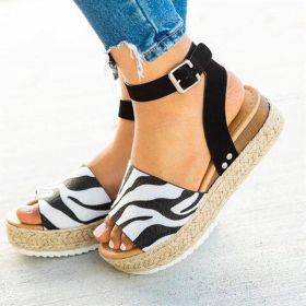 De cuña para mujer Sandalias de tacón alto zapatos de verano Chaussures Mujer Sandalias de plataforma de talla grande (Color: White, size: 41)