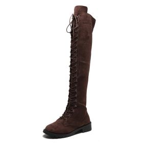 New Sexy Ladies Lace-up Over The Knee Boots Womens Plus Size Boots Shoes for Women Motorcycle Boots Winter Boots Punk Shoes998 (Color: dark brown, size: 36)