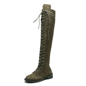 New Sexy Ladies Lace-up Over The Knee Boots Womens Plus Size Boots Shoes for Women Motorcycle Boots Winter Boots Punk Shoes998 (Color: Green, size: 41)