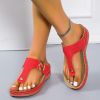 Lucyever Fashion Metal Decoration Wedges Slippers Women 2022 Summer Clip Toe Sandals Woman Plus Size Thick Sole Flip Flops 43