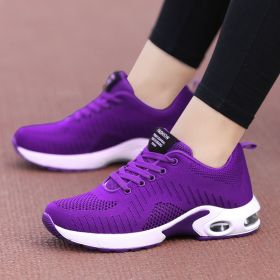 Summer new ghost step dance shoes square dance shoes mesh surface Korean version of sports women's shoes running trawl shoes students shoes (Color: Purple, size: 37)