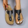 Lucyever Fashion Metal Decoration Wedges Slippers Women 2022 Summer Clip Toe Sandals Woman Plus Size Thick Sole Flip Flops 43